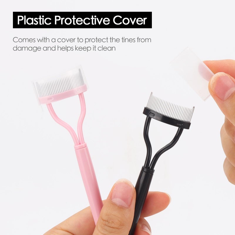 BTYMS 4 Pcs Eyelash Separator Tool Mascara Brushes Eyelash Comb Separator Definer Lash Comb for Combing, Separating Lashes - Pink&Black - Image 3